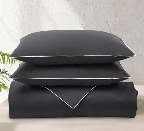 Постельное бельё "KARTEKS" сатин однотонный с кантом HK-08 (тёмно-серый), 2 спальный