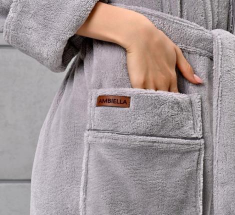 Халат женский трига с капюшоном "AMBIELLA A-1215" серый, S/M