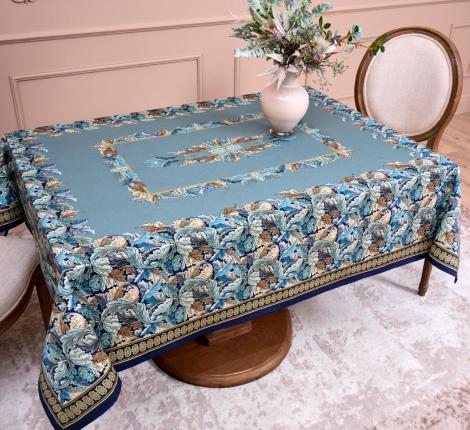 Скатерть с пропиткой "ЛИСТЬЯ МОРРИСА" 140х180 см, синий