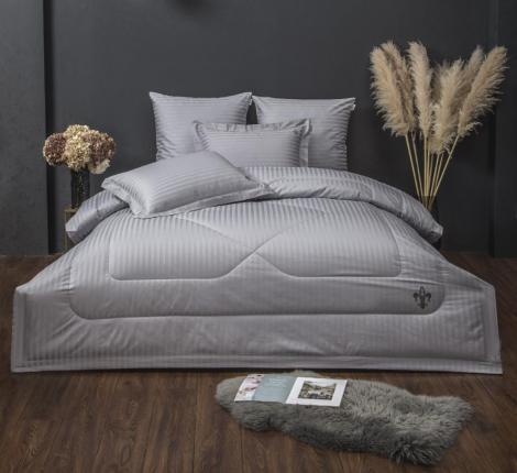 Постельное белье с одеялом "Kazanov.A." Stripe Royal (серебро) Страйп Сатин, Семейный