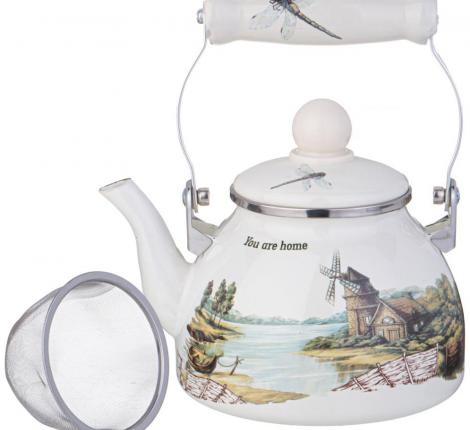 Чайник эмалированный со съёмным фильтром "FAMILY HOUSE", 1,1 Л