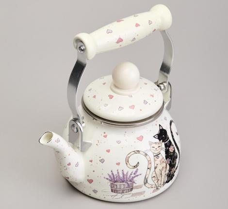Чайник эмалированный со съёмным фильтром "LAVANDER CATS", 0,85 л