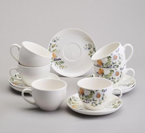 Чайный набор "РОМАШКОВОЕ ПОЛЕ" на 6 персон, 12 предметов (250 мл)