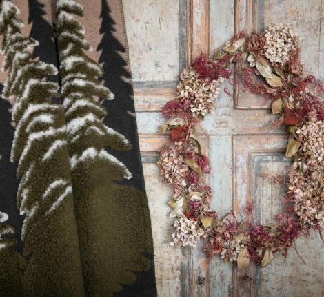 Плед шерстяной Frati "BOSCO" VERDE (бежево-зеленый), 150x190