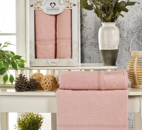 Комплект махровых полотенец "TWO DOLPHINS" (50x90/70х140) 2 шт. PENZA, пудра