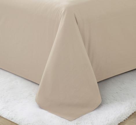 Постельное бельё "KARTEKS" сатин однотонный с кантом HK-02 (светло-бежевый), Евро