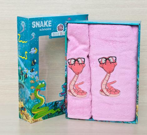 Набор махровых полотенец Best Rose &quot;Змея&quot; 50х90-90х140, Розовый