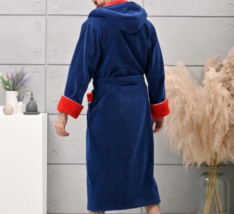 Халат мужской трига с капюшоном "AMBIELLA A-1125" синий, 2XL
