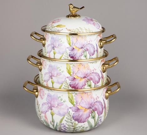 Набор эмалированных кастрюль с крышкой "IRISES", 6 предметов