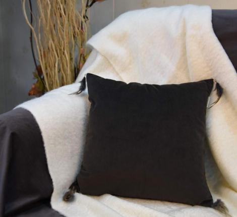 Наволочка декоративная "Sofi de Marko" Жасмин (антрацит) Велюр, 45х45 