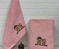Набор махровых полотенец &quot;СОВА&quot; ( 50х90+70х140), темно-розовый