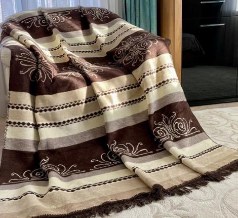 Плед хлопковый Райтекс "ОРНАМЕНТ бежевый", 150х200