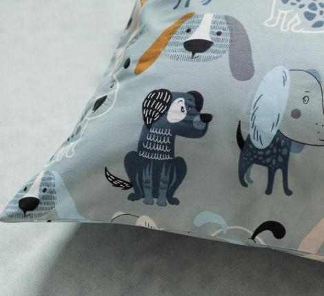 Постельное белье "Siberia" Собачки (серый) Ранфорс, 1,5 спальный