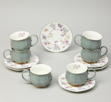 Чайный набор "ВРЕМЕНА ГОДА" 42-567 на 6 персон, 12 предметов (250 мл), серый