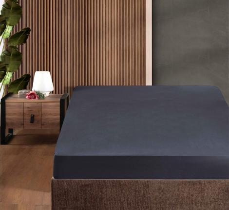 Простынь сатин "DO&CO" на резинке 90х200+30 см SOFT, синий