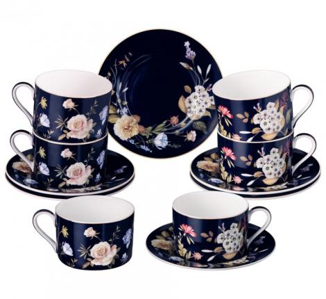 Чайный набор "КОБАЛЬТ" 86-2553-2 на 6 персон, 12 предметов (190 мл)