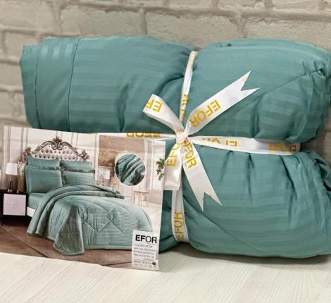 Постельное бельё c одеялом EFOR SATEN TURKUAZ (бирюзовый), Евро