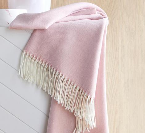 Плед шерстяной "Blanc des Vosges" PLUME ROSE(розовый), 130х170