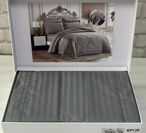 Постельное бельё EFOR STRIPE SATEN A-06 (серый), Евро