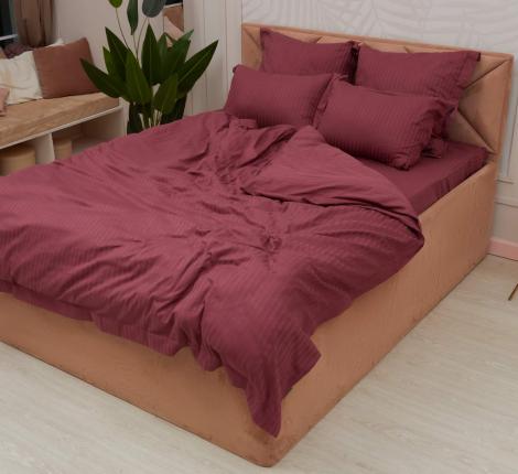 Постельное белье "Sofi de Marko" Моне (бордо) Страйп Сатин, Евро