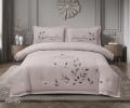 Постельное бельё с одеялом EFOR COTTONI с вышивкой "листья на ветке" (сиреневый), Евро