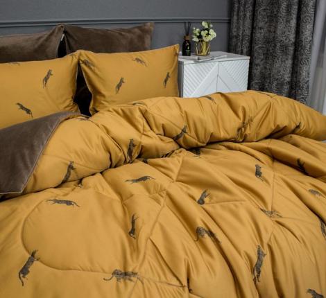 Постельное белье с одеялом "Kazanov.A." Ягуар (какао охра) Велюр/Egypt Cotton, Евро