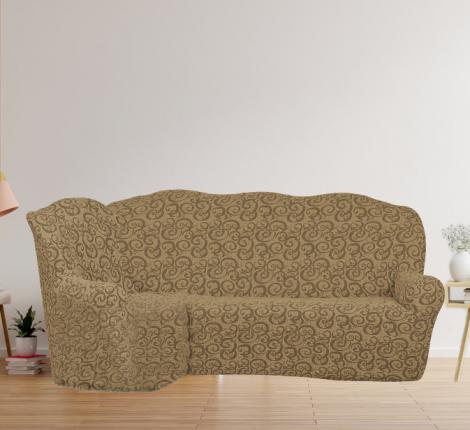 Чехол на 3-х местный угловой диван Karteks "Классика" KAR 018-03, бежевый