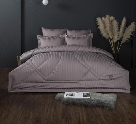 Постельное белье с одеялом "Kazanov.A." Stripe Le-Man (капучино орхидея) Страйп Сатин, Семейный