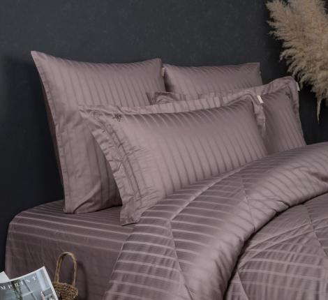 Постельное белье с одеялом "Kazanov.A." Stripe Le-Man (капучино орхидея) Страйп Сатин, Семейный