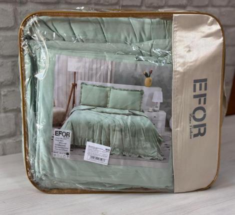 Постельное бельё с одеялом EFOR SATEN с рюшами (ментоловый), Евро