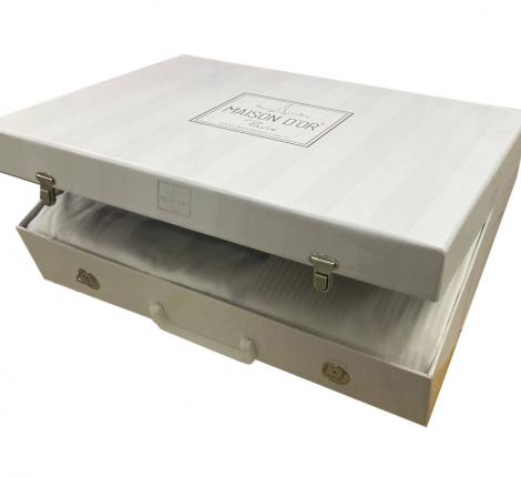 Постельное бельё "Maison D'or" ELEGANCE Страйп-сатин Евро, бежевый/серый