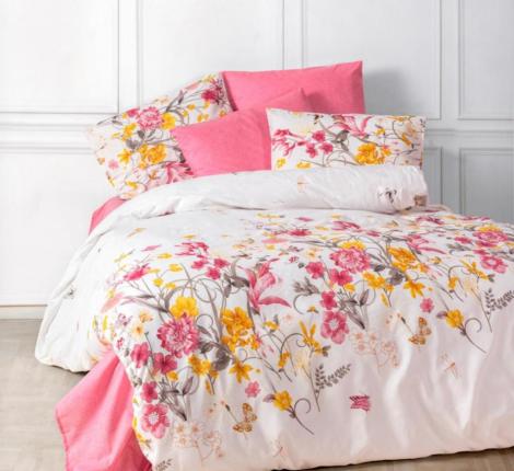 Постельное белье EFOR RANFORCE "AUTUMN PEMBE" (100% хлопок), Евро