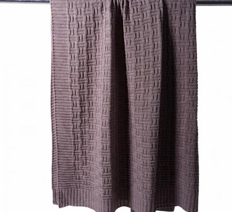 Плед вязаный "ШАХМАТЫ" 180x200, капучино