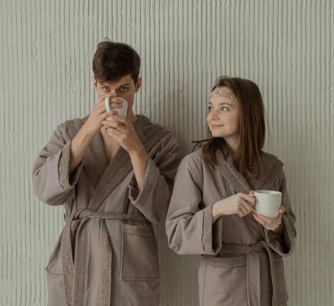 Халат Luxberry "COZY HOME" Махра/Варёный хлопок (шоколадный), S