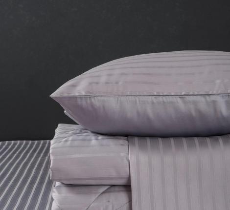 Постельное белье с одеялом "Kazanov.A." Stripe Le-Man (платина лаванда) Страйп Сатин, Семейный