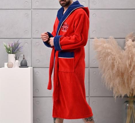 Халат мужской трига с капюшоном "AMBIELLA A-1125" красный, 3XL