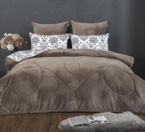 Постельное белье с одеялом "Kazanov.A." Брукс (капучино бежевый) Велюр/Egypt Cotton, Евро