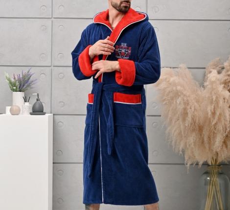 Халат мужской трига с капюшоном "AMBIELLA A-1125" синий, 3XL