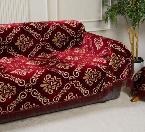 Покрывало шпигель люкс "Karteks" на диван 180х220 КЛАССИКА, бордовый