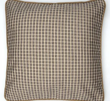 Подушка декоративная "CUBE" 40х40, серо-бежевая клетка (коричневый кант)