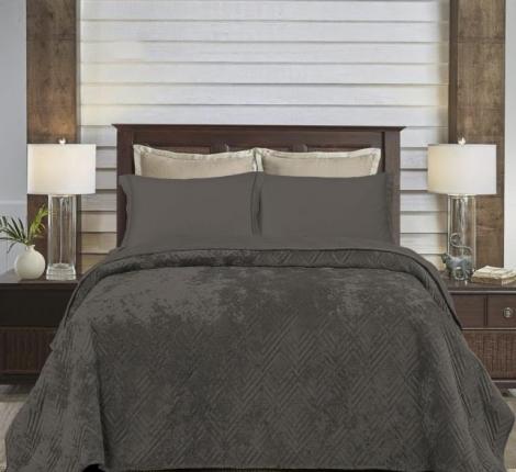 Покрывало из вареного бархата "KARTEKS" 01, 240х260 (50х70-2 шт), серый