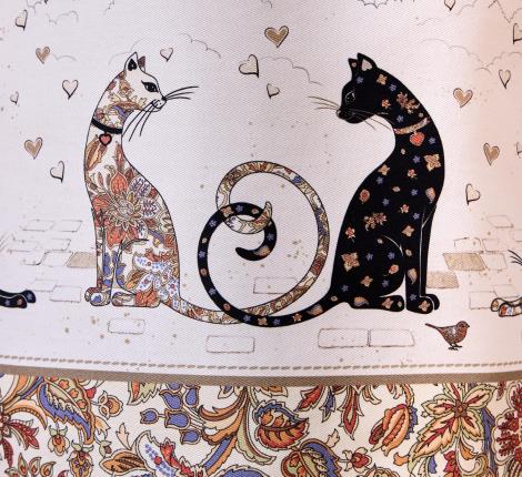 Фартук с пропиткой "ПАРИЖСКИЕ КОТЫ" Кайма 60х70 см, белый