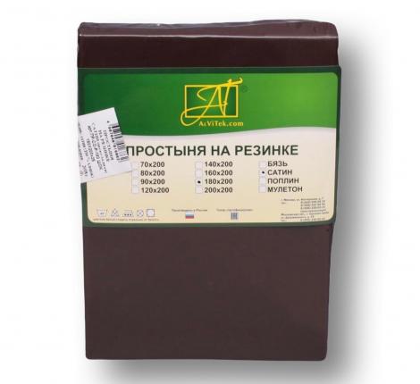 Простыня "АльВиТек" Сатин однотонный 150х214, Шоколадная