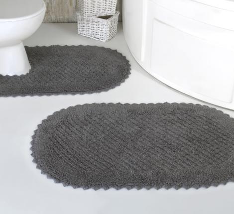 Набор ковриков для ванной &quot;MODALIN&quot; кружевной PRIOR 60x100 + 50x70 см 1/2, Темно-Серый