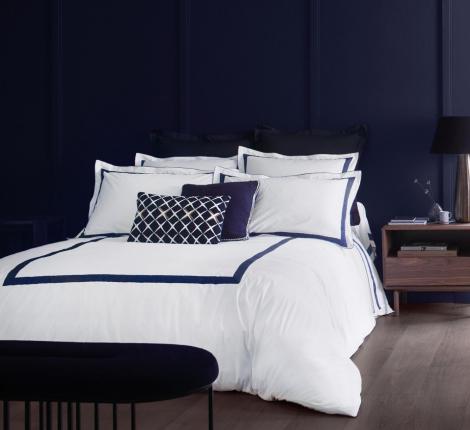 Постельное бельё "Blanc des Vosges" EGERIE BLEU CORINTHE перкаль, 1,5 спальный