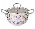 Кастрюля эмалированная со стеклянной крышкой "FLOWER STORY", 2,0 л
