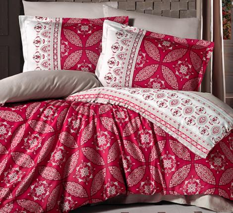 Постельное бельё Clasy Satin "IVORE KIRMIZI", Евро