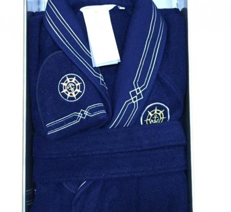 Халат мужской махровый Maison D'or "ELEGANZE MARINE" синий, 5XL(58)/6XL(60)