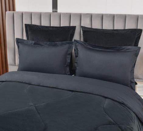 Постельное белье с одеялом "Sofi de Marko" Энрике (черный) Велюр, 1,5 спальный