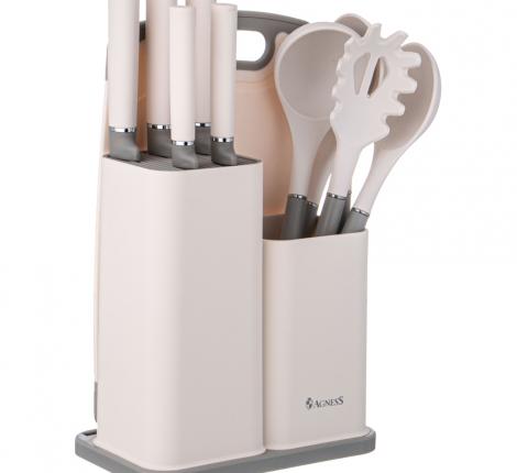Набор кухонных ножей (5 шт.) и приборов "AGNESS" 671-213, 12 предметов